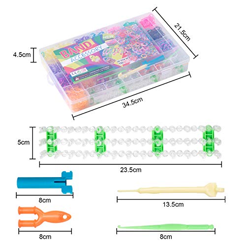 LAOYE Pulseras de Goma Caja 6900 Bandas de Goma para hacer Pulseras 22 Colores Gomas Elasticas Bandas de Telar Kit Brazaletes para Pulseras con Herramienta de Telar, Juego Creativo para Niños Niñas