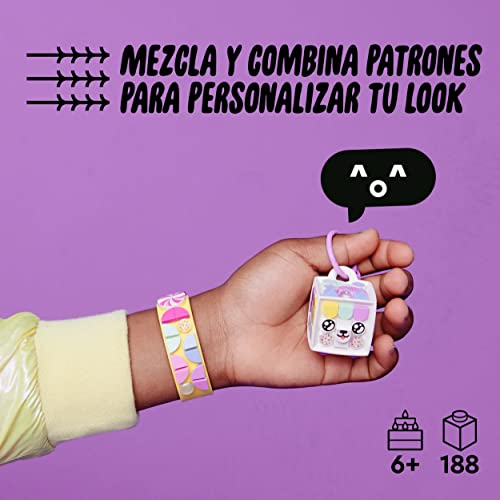 LEGO 41944 Dots Gatito Goloso: Pulsera y Adorno para Mochila, Kit de Manualidades 2en1, Joyería DIY para Niños y Niñas 6 Años