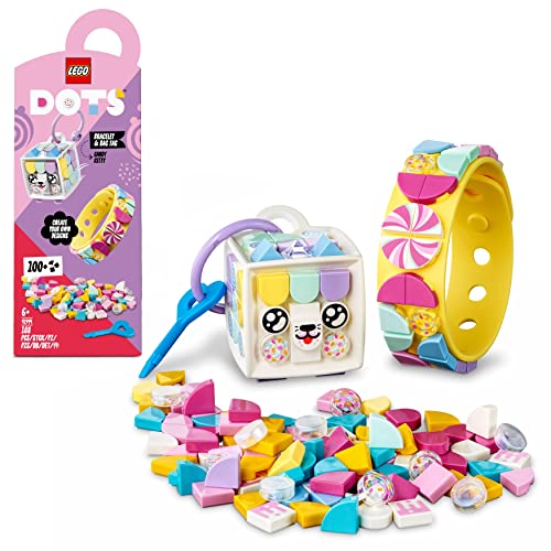 LEGO 41944 Dots Gatito Goloso: Pulsera y Adorno para Mochila, Kit de Manualidades 2en1, Joyería DIY para Niños y Niñas 6 Años