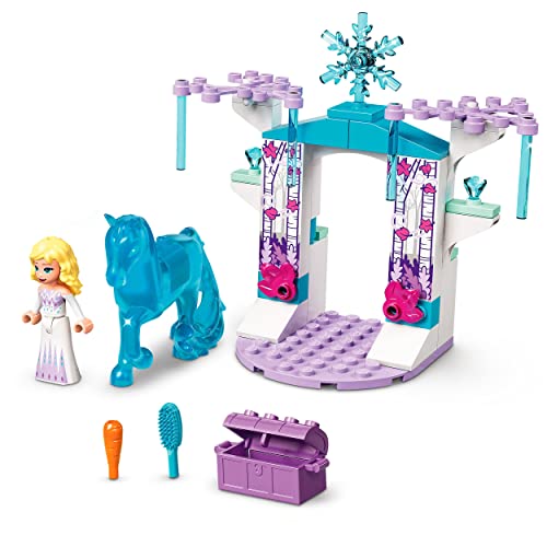 LEGO 43209 Disney Elsa y el Establo de Hielo de Nokk, Juguete de Construcción de Frozen, Set Creativo con Mini Muñeca y Caballo de Juguete