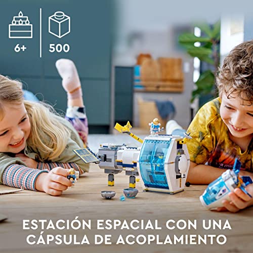 LEGO 60349 City Estación Espacial Lunar, Juguetes Espaciales para Niños de 6 Años, Set Inspirado en NASA con 5 Mini Figuras de Astronautas