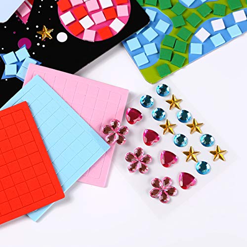 LEMESO 12 Piezas Pegatinas de Mosaicos Manualidad para Niños, Pegatinas EVA de Colores para Dibujos Infantieles, Juego de Relleno Juguete DIY Manualidades, Rompecabezas de Arte, Pintura Hecha a Mano