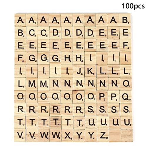 Letras Scrabble Madera Scrabble Letras Scrabble Madera Scrabble Original Azulejos De Madera Con Letras Letras de Madera De La A A La Z Letras Madera Scrabble Para Jugar, Manualidades, 100 Piezas