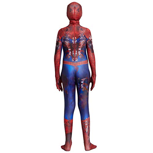 LGYCB Traje De Cosplay Cráneo del Hombre Araña Roja para Los Muchachos Niños De La Mascarada Partido del Super Héroe Body Performance Mono Película De Anime Zentai,L(125~140CM)