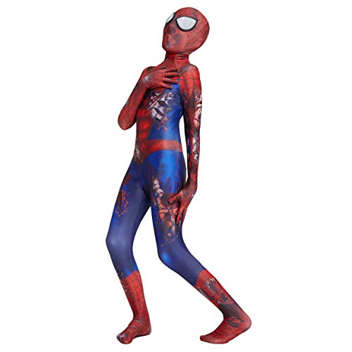 LGYCB Traje De Cosplay Cráneo del Hombre Araña Roja para Los Muchachos Niños De La Mascarada Partido del Super Héroe Body Performance Mono Película De Anime Zentai,L(125~140CM)