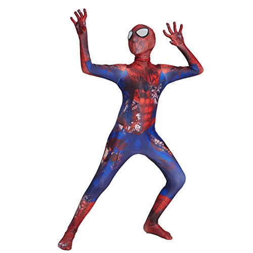 LGYCB Traje De Cosplay Cráneo del Hombre Araña Roja para Los Muchachos Niños De La Mascarada Partido del Super Héroe Body Performance Mono Película De Anime Zentai,L(125~140CM)