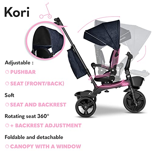 lionelo Kori Bicicleta 2 en 1 Niño hasta 25 kg 1,5-5 años Triciclo y Bicicleta de Paseo Cinturones de 3 Puntos con Fundas Cubierta de llanta Pesa Solo 9 kg 2 cestas para Juguetes Azul