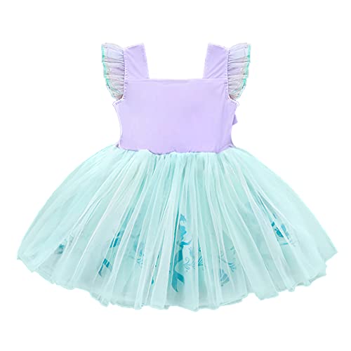 Lito Angels Disfraz de Sirenita Princesa Ariel para Niñas Pequeña, Sirena Vestido de Tul Falda Tutu, Talla 2-3 años, Morado 265