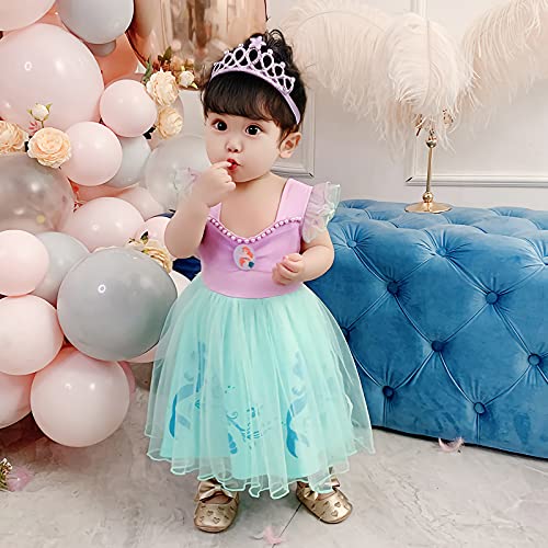 Lito Angels Disfraz de Sirenita Princesa Ariel para Niñas Pequeña, Sirena Vestido de Tul Falda Tutu, Talla 2-3 años, Morado 265