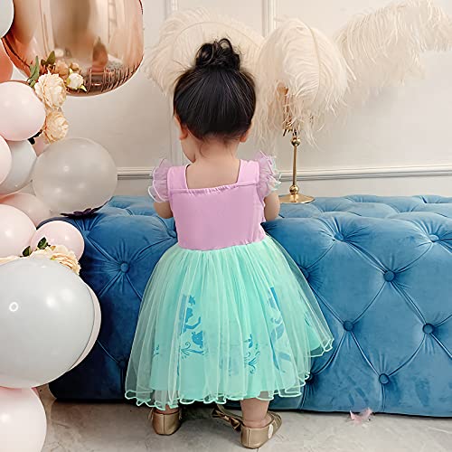 Lito Angels Disfraz de Sirenita Princesa Ariel para Niñas Pequeña, Sirena Vestido de Tul Falda Tutu, Talla 3-4 años, Morado 265