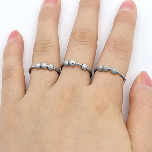 LIUJZZJ 5 Piezas Anillos Ansiedad para Mujeres Ansiedad Ajustable Anillos Antiestrés Juego de Anillos de Cuentas Giratorias para Aliviar Ansiedad Anillos Abiertos Delgados Apilables