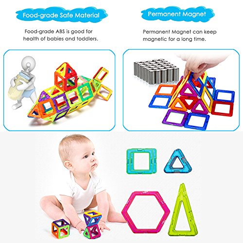 LIVEHITOP 116 Piezas Bloques de Construcción Magnéticos – 3D Juego Imanes Juguete Educativo Creativo Cumpleaños Regalo día del niño Reyes Magos para Niños y Niñas más 3 Años