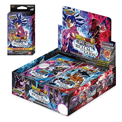 Lively Moments Dragon Ball Super Booster Display y Premium Pack 07 Realm of The Gods EN y tarjeta de felicitación exclusiva gratis