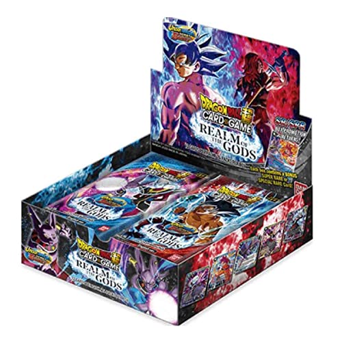 Lively Moments Dragon Ball Super Booster Display y Premium Pack 07 Realm of The Gods EN y tarjeta de felicitación exclusiva gratis