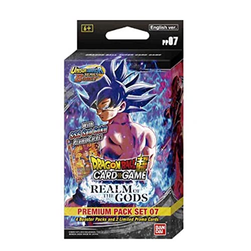 Lively Moments Dragon Ball Super Booster Display y Premium Pack 07 Realm of The Gods EN y tarjeta de felicitación exclusiva gratis