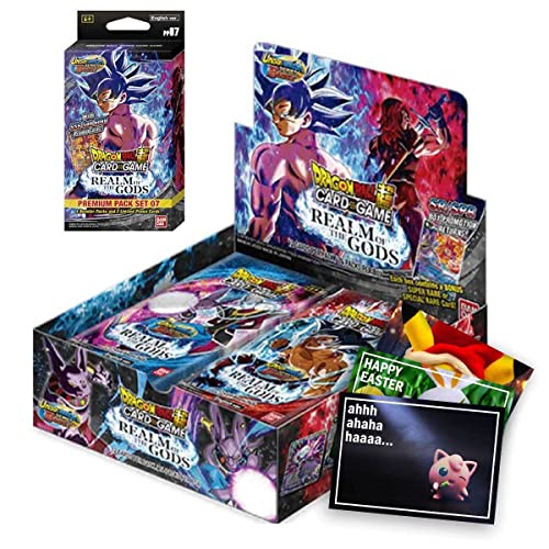 Lively Moments Dragon Ball Super Booster Display y Premium Pack 07 Realm of The Gods EN y tarjeta de felicitación exclusiva gratis