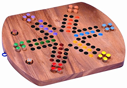 LOGOPLAY Ludo para 6 jugadores – Juego de dados – Juego de mesa – Juego familiar de madera con tablero plegable