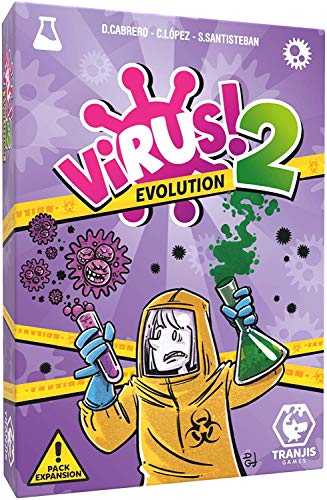 Lote de 2 juegos Virus + extensión Virus 2 Evolution + 1 Regla de gato de madera Blumie