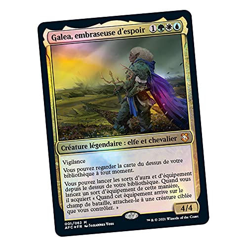 Magic The Gathering- Deck Commander Forgotten Realms-Aventuras en los Reinos Oubliés-Aura de valentía (Verde-Blanco-Azul) (Wizards of The Coast C88961010)