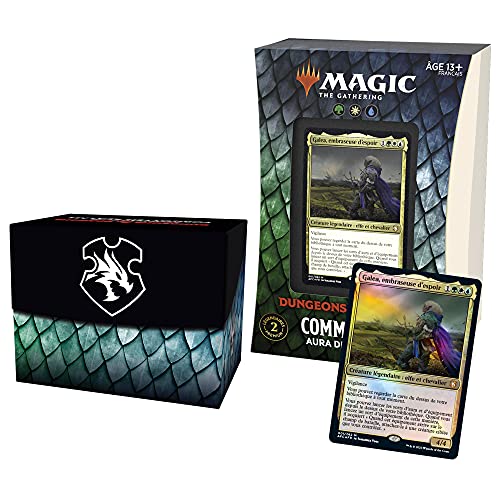 Magic The Gathering- Deck Commander Forgotten Realms-Aventuras en los Reinos Oubliés-Aura de valentía (Verde-Blanco-Azul) (Wizards of The Coast C88961010)