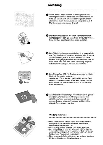 Mammut Spiel & Geschenk 162007 Shrinky Fun Christmas 1 - Juego de manualidades con 4 láminas termorretráctiles DIN A4, 16 plantillas de imagen, instrucciones (idioma español no garantizado)