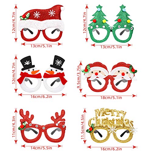 Marco de Gafas de Navidad,Navidad Fiesta DecoracióN Gafas de Navidad Gafas de Juguete de Navidad Atrezzo con Divertidas DecoracióN para Mascarada Celebraciones NiñOs Y Adultos Fiesta de Navidad 6 Pcs