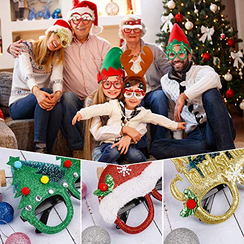 Marco de Gafas de Navidad,Navidad Fiesta DecoracióN Gafas de Navidad Gafas de Juguete de Navidad Atrezzo con Divertidas DecoracióN para Mascarada Celebraciones NiñOs Y Adultos Fiesta de Navidad 6 Pcs