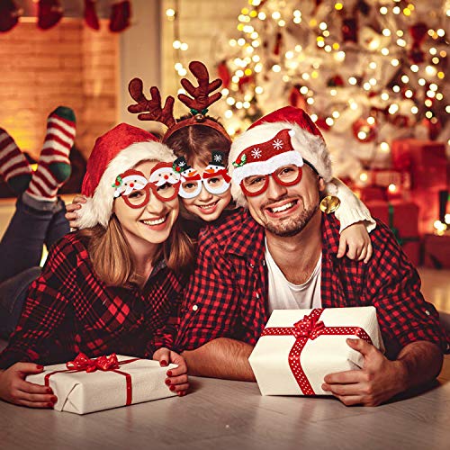 Marco de Gafas de Navidad,Navidad Fiesta DecoracióN Gafas de Navidad Gafas de Juguete de Navidad Atrezzo con Divertidas DecoracióN para Mascarada Celebraciones NiñOs Y Adultos Fiesta de Navidad 6 Pcs