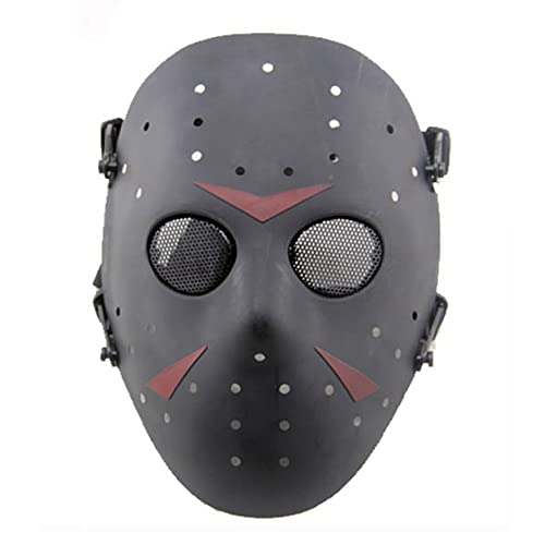 Máscara de Jason de Haoyk CS Games, máscara de malla, metal y cobre con protección completa de la cara, para Halloween, fiestas de disfraces, negro