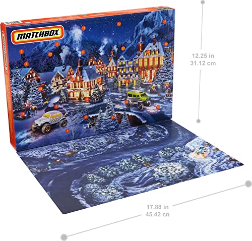 Matchbox Calendario de adviento de Navidad con coches de juguete y accesorios (Mattel GXH01)