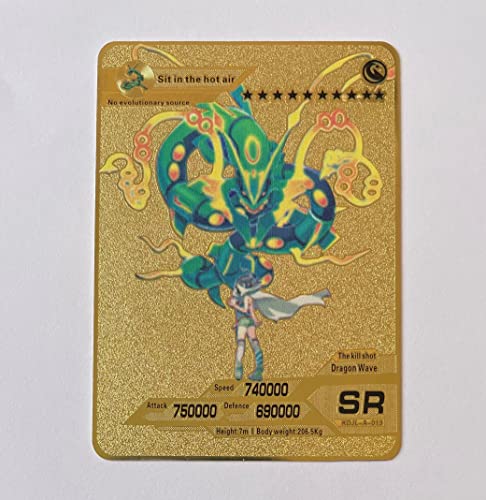 **MAX Fire-Sit In The Hot Air 750000 Attack**Carta Pokemon Metalica Dorada Coleccionable. Gold Custom Metal Card. Pikachu, Charizar, Mew, Mewtwo, V, VMAX, DX, GX y Muchas Otras para Niños y Adultos