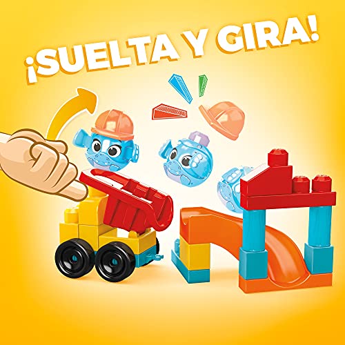 Mega Bloks Sitio de construcción con 2 Peek A Blocks, juego de construcciones para niños con bloques +1 año (Mattel GRV37)