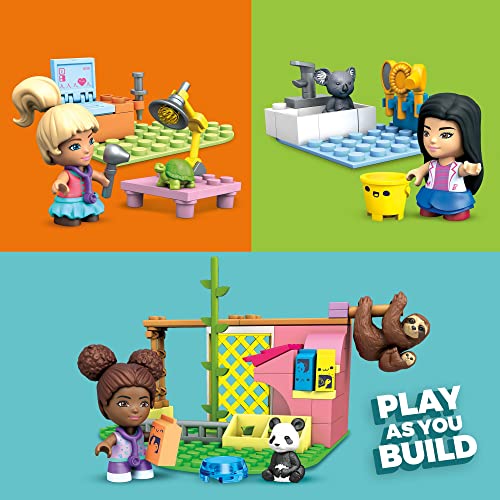 Mega Construx Barbie Cuidado de animales, clínica veterinaria de juguete con muñecas, bloques de construcción y accesorios (Mattel GYH09)