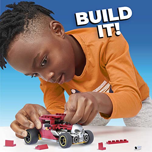 Mega Construx Hot Wheels Bone Shaker Coche de juguete de bloques de construcción, incluye figura, para niños +5 años (Mattel GVM29)