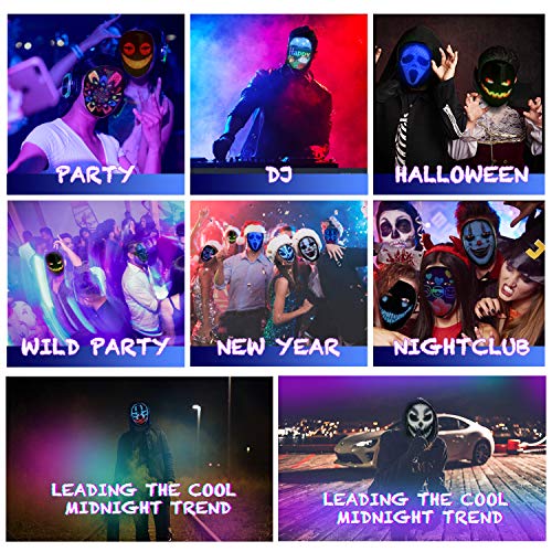 megoo Más reciente máscara led con bluetooth programable, Para de Mascarada de Disfraces Fiesta de cosplay halloween,Máscaras de led Iluminada Para Adultos,Máscara Más Genial 2022(Carga USB)