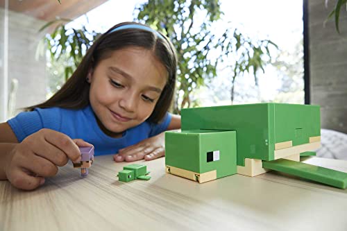 Minecraft Tortuga Guarida Transformable - Set de juego para minis, incluye 2 figuras, juguete para niños +6 años (Mattel HDW14)