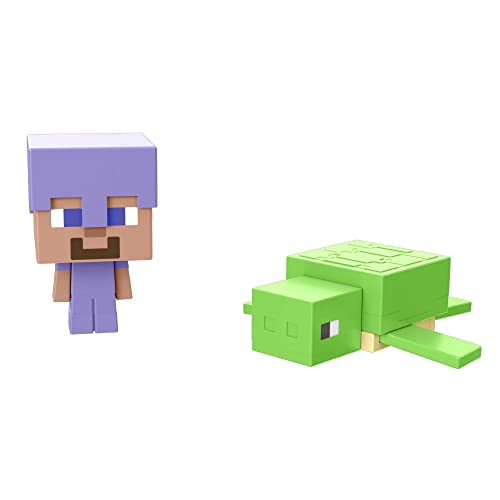 Minecraft Tortuga Guarida Transformable - Set de juego para minis, incluye 2 figuras, juguete para niños +6 años (Mattel HDW14)