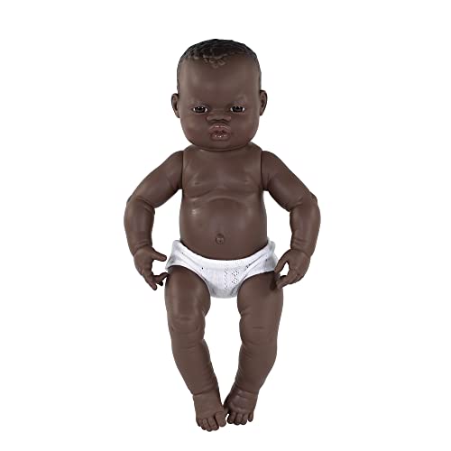 Miniland- Recién Nacido Africano Niño 40cm Muñeco, Color Real (31003)