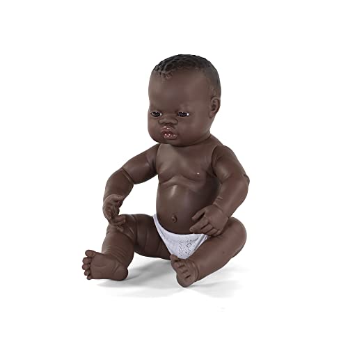 Miniland- Recién Nacido Africano Niño 40cm Muñeco, Color Real (31003)