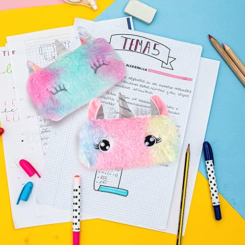 Miotlsy Estuches Escolares de Unicornio - Lápices Estuche Lápices de Felpa de Unicornio Bolsa de Cosméticos Estuches Portalapices Caja de Almacenamiento para Unicornio Regalo de Cumpleaños para Niños