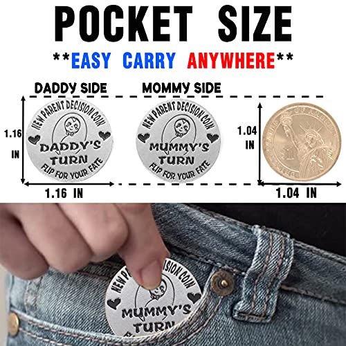 Monedas de decisión para padres y padres, 3 piezas, para mamá y papá, primera vez, padres, decisiones, cambio de pañales, padre y madre embarazada, regalo de doble cara