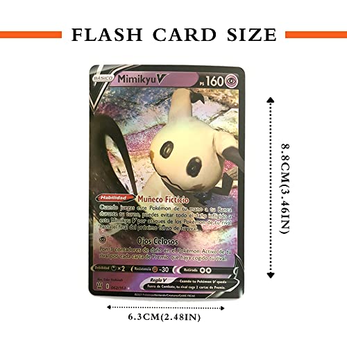 MRZJFA Juego de 100 Cartas Pokémon 2021 VMAX V GX, Flash Trading Puzzle Nuevo 100V Pokemon Trading Cards Series Español