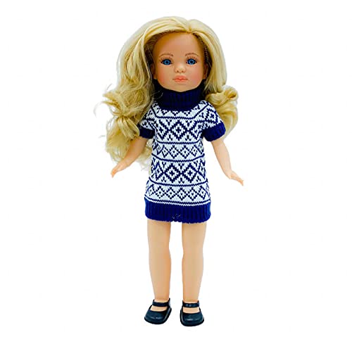 Muñeca Simona 40 cm. Modelo 2021 100% Vinilo con Vestido Lana de diseño edición Especial Limitada, Ropa válida para muñeca Simona o Sintra 40 cm. Fabricada en España.