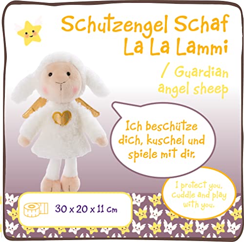 NICI Suave juguete de ángel de la guarda La La Lammie 30cm en caja de regalo – Tierna oveja, niños y bebés – Animal de relleno para abrazar, jugar y regalar – Blanco/dorado, color (47555)