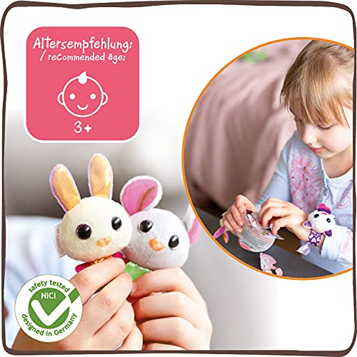 NICI Sweetydoos-Juguete de peluche efecto UV, coleccionable y póster-Una de las 9 mini figuras sorpresa con pulsera de amistad e imagen-Ideal para coleccionar e intercambiar, multicolor (46830)