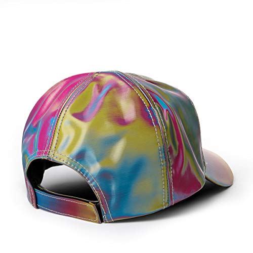 Nofonda Gorra de Béisbol Rainbow, Gorra Marty Mcfly de Regreso al Futuro II, Réplica de Sombrero, Gorro Metálico Brillante