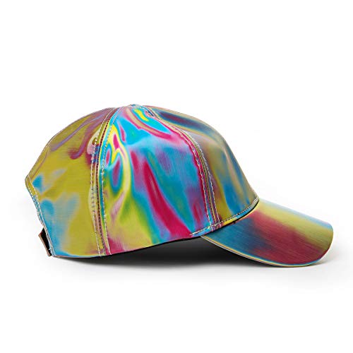 Nofonda Gorra de Béisbol Rainbow, Gorra Marty Mcfly de Regreso al Futuro II, Réplica de Sombrero, Gorro Metálico Brillante