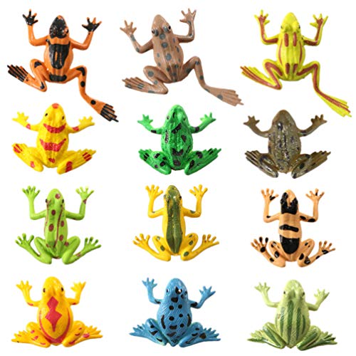 NUOBESTY 24 Piezas de Plástico Figuras de Ranas Ranas de Vinilo Realistas Ranas de Goma Juguete Educativo para Niños Pequeños