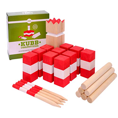 Ocean 5 Juego Kubb Original XXL, Juego Vikingo, Madera de Abedul, Juegos de Madera Sólida Premium, Juegos de Jardín para Niños y Adultos, Extragrande