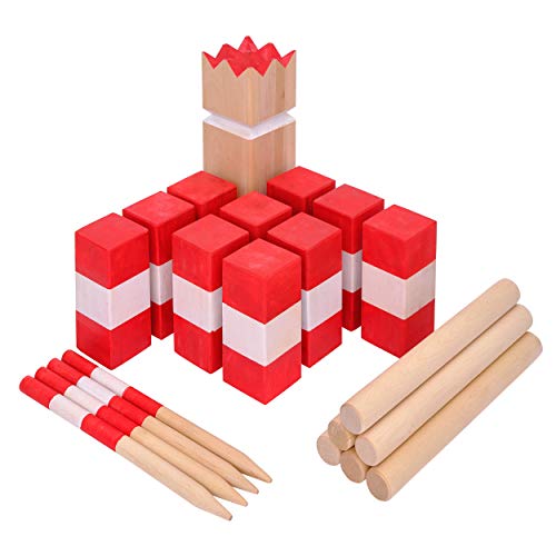 Ocean 5 Juego Kubb Original XXL, Juego Vikingo, Madera de Abedul, Juegos de Madera Sólida Premium, Juegos de Jardín para Niños y Adultos, Extragrande